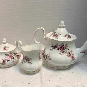 Royal Albert White and Pink Floral Tea Set